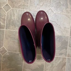 Women Rubber Buckle Rain Boots - Purple